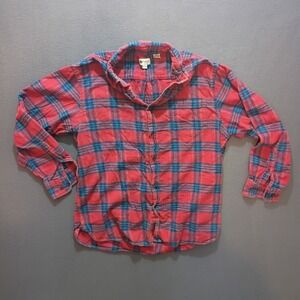 Haggar Clothing Plaid Flannel Shirt Red Blue Green XL Mens Long Sleeve Button Up
